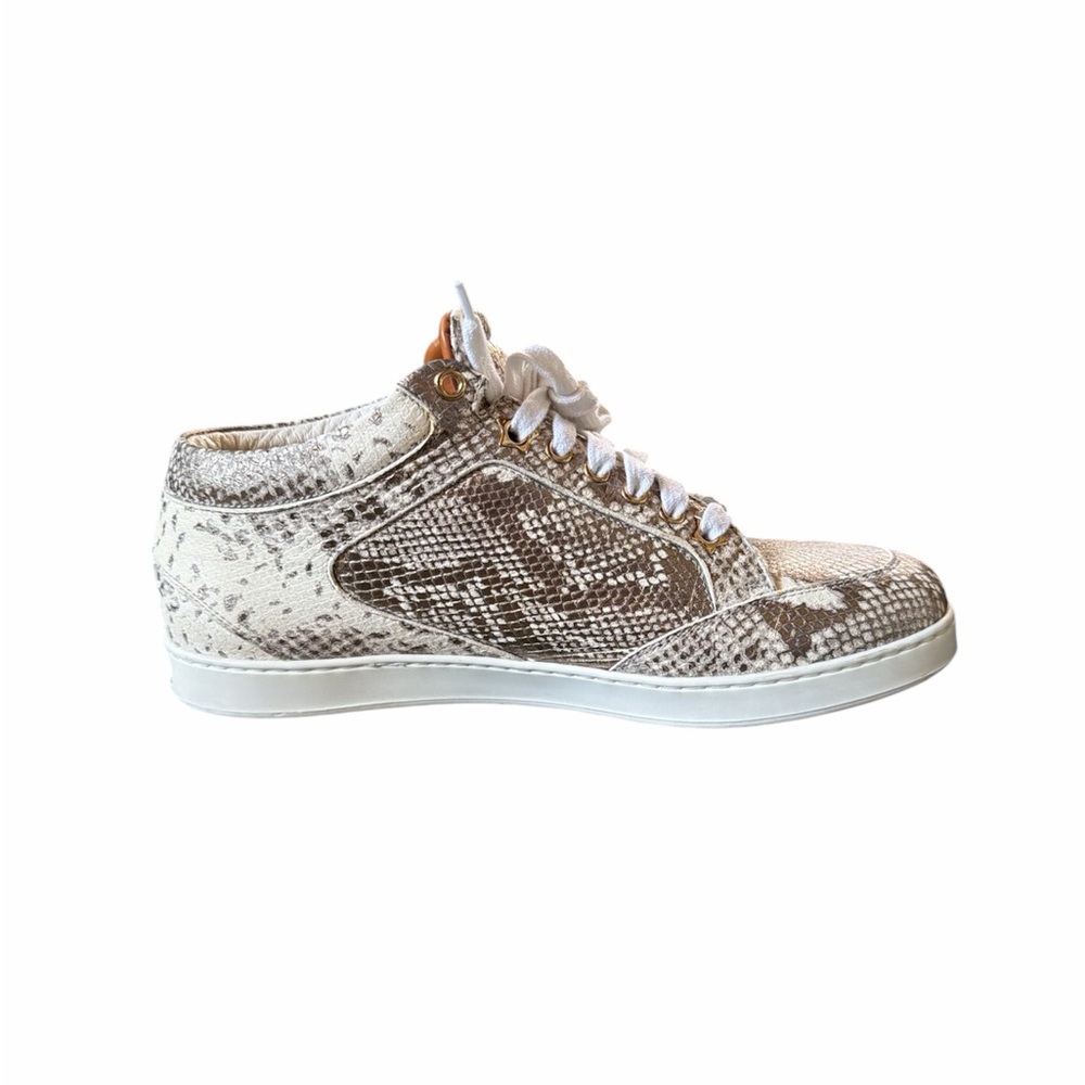 Jimmy Choo Metallic White Python Embossed Leather… - image 4